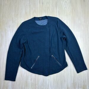 Torrid Studio Double Knit Moto Zip Up Jacket Teal Blue Classic Career Plus 2X